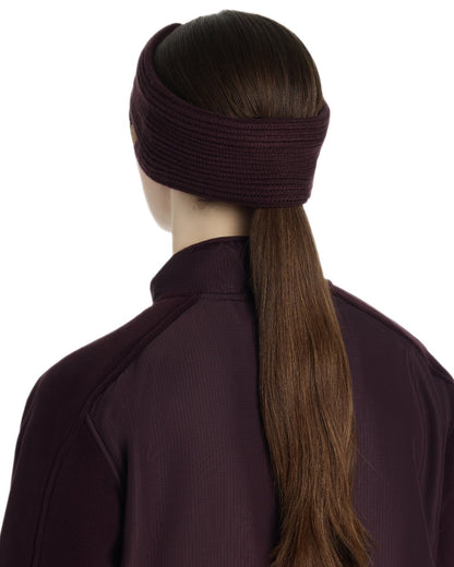 Damson coloured LeMieux Clara Rib Knot Headband on white background 