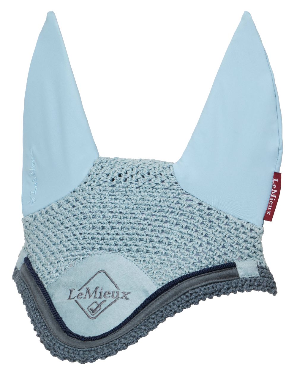 Glacier coloured LeMieux Classic Fly Hood on white background 