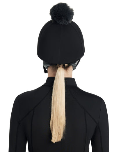 Black coloured LeMieux Classique Pom Hat Silk on white background 