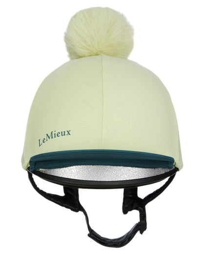 Macaron coloured LeMieux Classique Pom Hat Silk on white background 