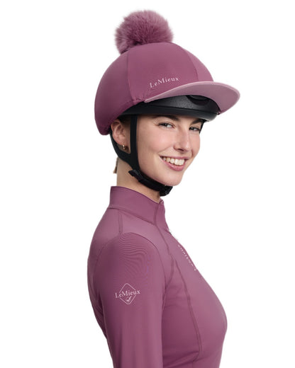Mallow coloured LeMieux Classique Pom Hat Silk on white background 