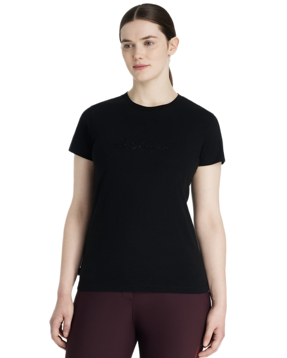 Black coloured LeMieux Classique Sparkle T-Shirt on white background 