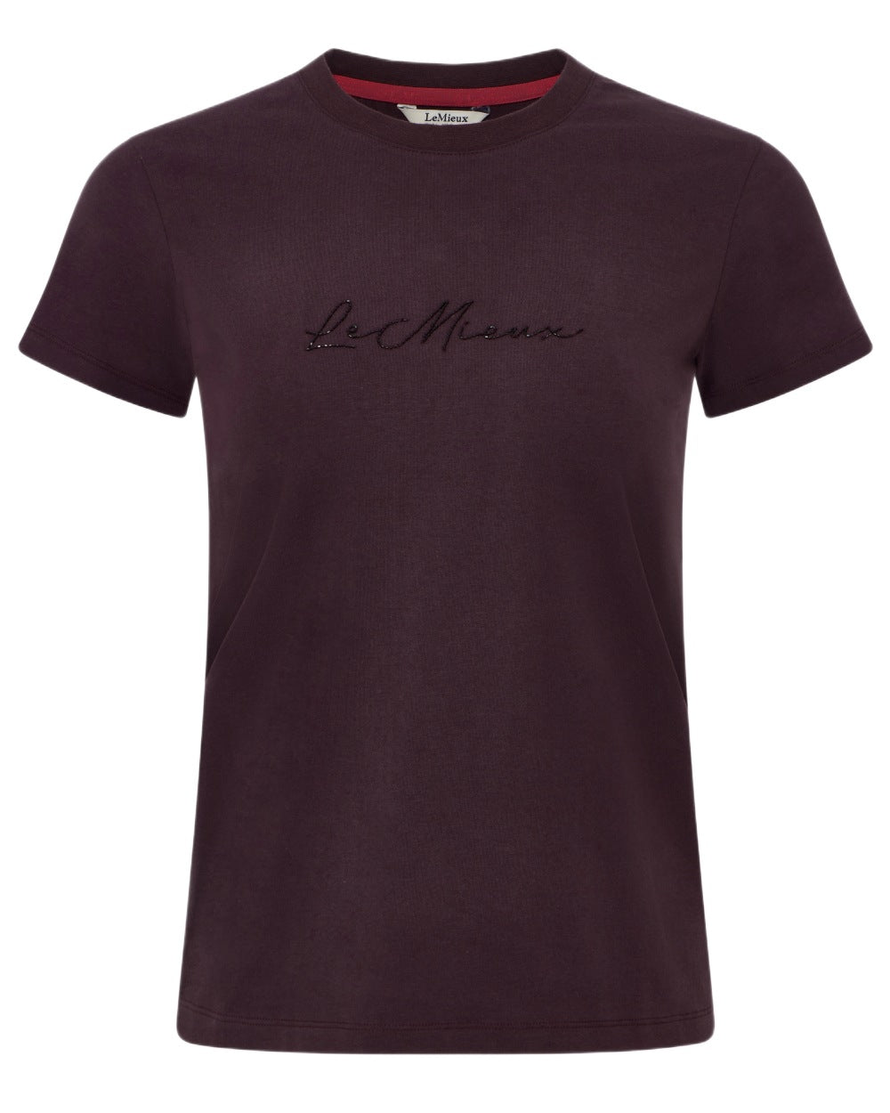 Damson coloured LeMieux Classique Sparkle T-Shirt on white background 