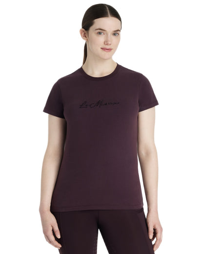 Damson coloured LeMieux Classique Sparkle T-Shirt on white background 
