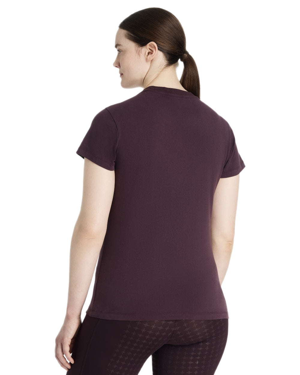 Damson coloured LeMieux Classique Sparkle T-Shirt on white background 