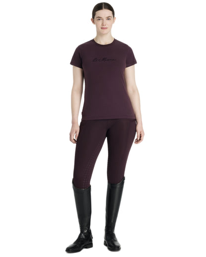 Damson coloured LeMieux Classique Sparkle T-Shirt on white background 
