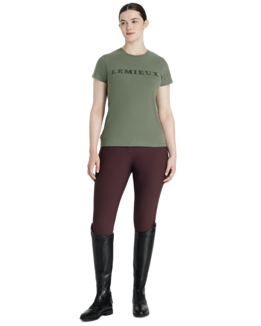 Rosemary coloured LeMieux Classique Sparkle T-Shirt on white background 