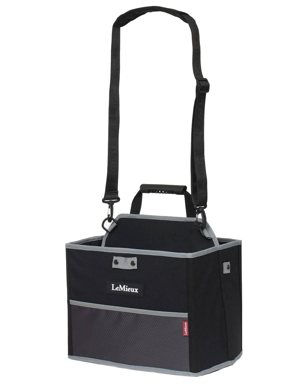 Black coloured LeMieux Collapsible Storage Tote on white background 