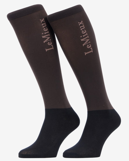 Cocoa coloured LeMieux Competition Socks - Twin Pack on white background 