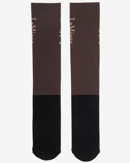 Cocoa coloured LeMieux Competition Socks - Twin Pack on white background 
