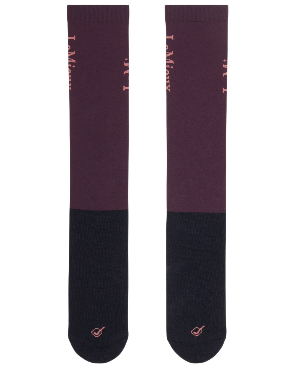 Damson coloured LeMieux Competition Socks - Twin Pack on white background 
