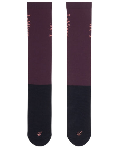 Damson coloured LeMieux Competition Socks - Twin Pack on white background 