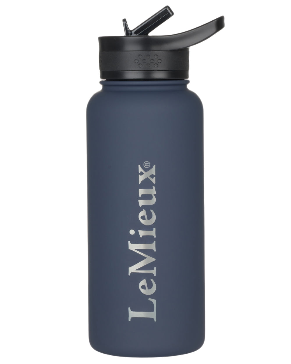 Navy coloured LeMieux Drinking Bottle on white background 