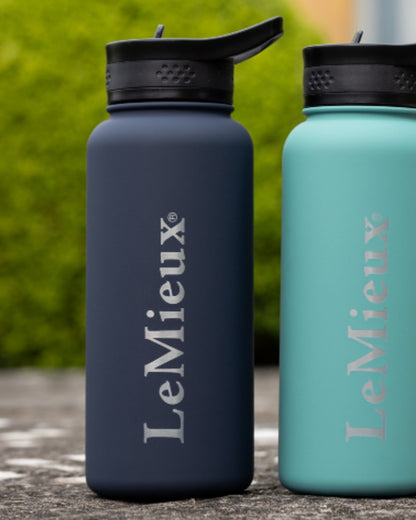 Navy coloured LeMieux Drinking Bottle on outdoor background 
