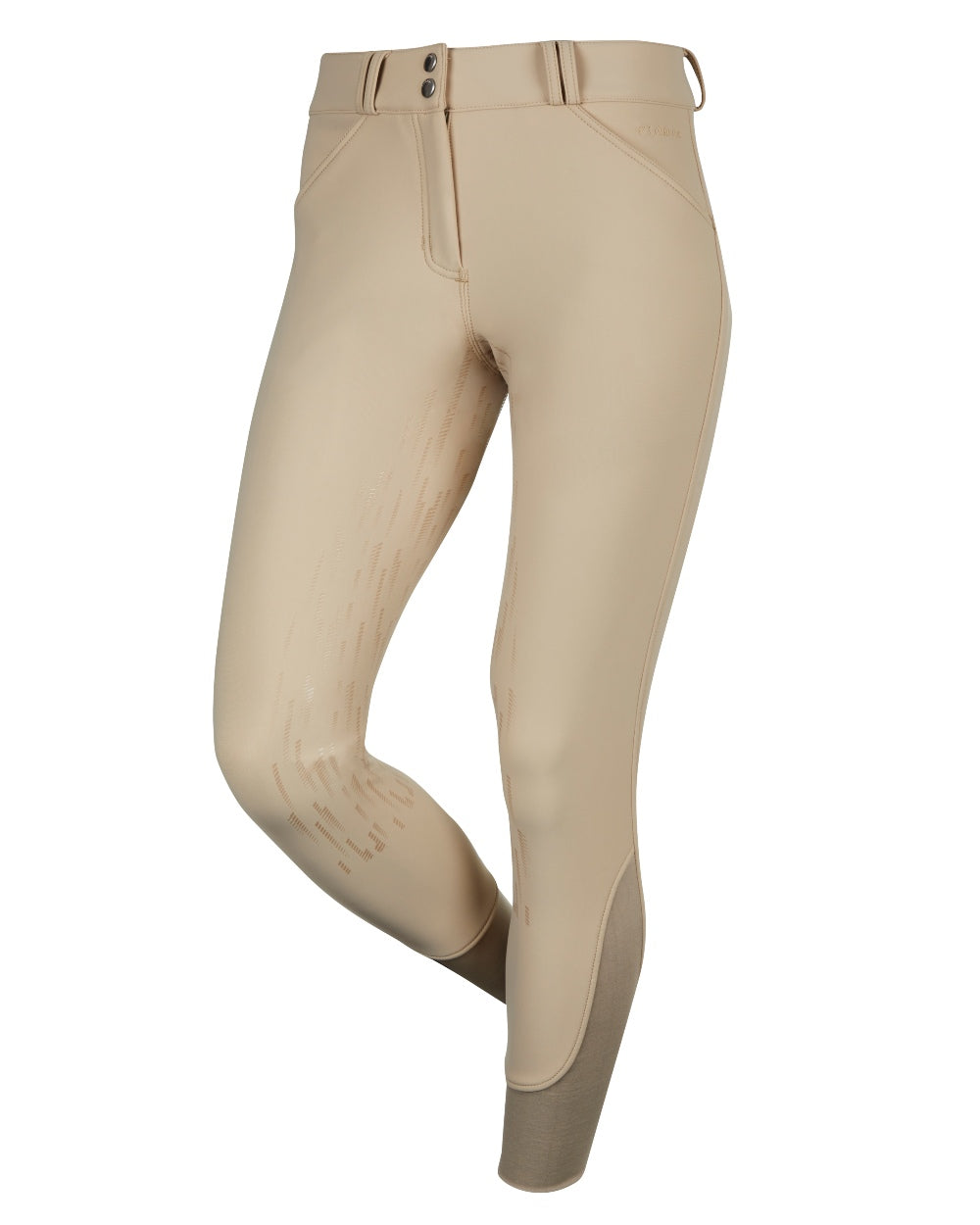Beige Coloured LeMieux Drytex Waterproof Breeches Knee Grip on white background 