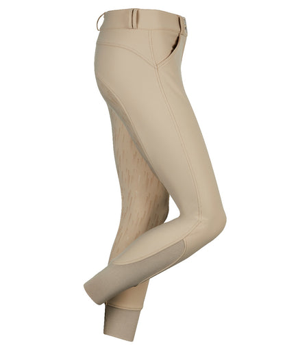 Beige Coloured LeMieux Drytex Waterproof Breeches Knee Grip on white background 