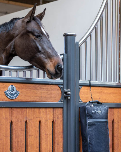Black coloured LeMieux Elite Pro Bridle Bag on outdoor background 
