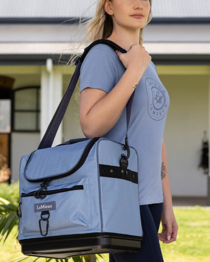 Powder Blue coloured LeMieux Elite Pro Grooming Bag on outdoor background 