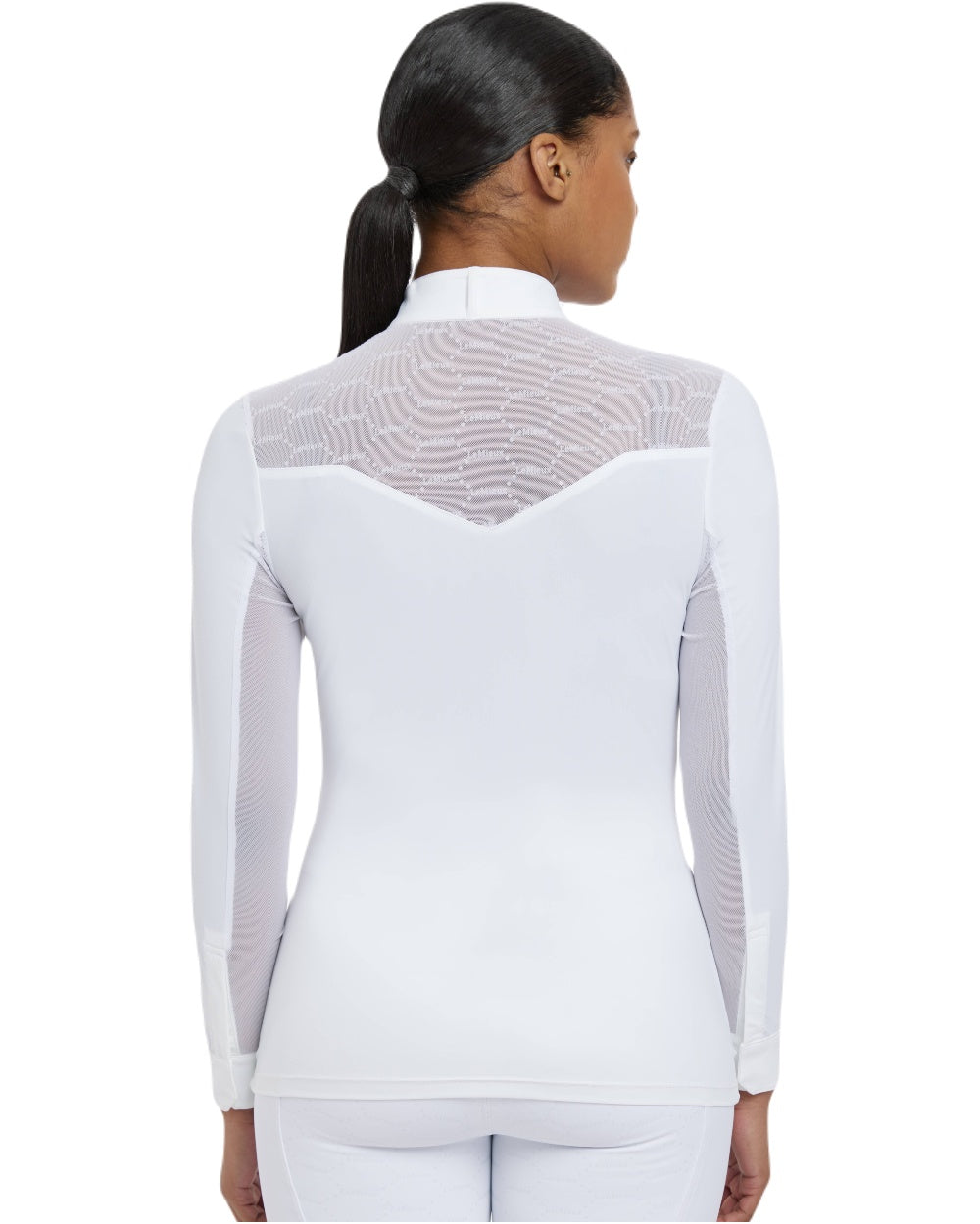 White coloured LeMieux Emily Long Sleeve Show Shirt on white background 