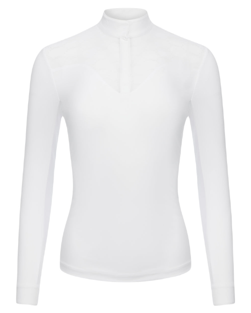 White coloured LeMieux Emily Long Sleeve Show Shirt on white background 