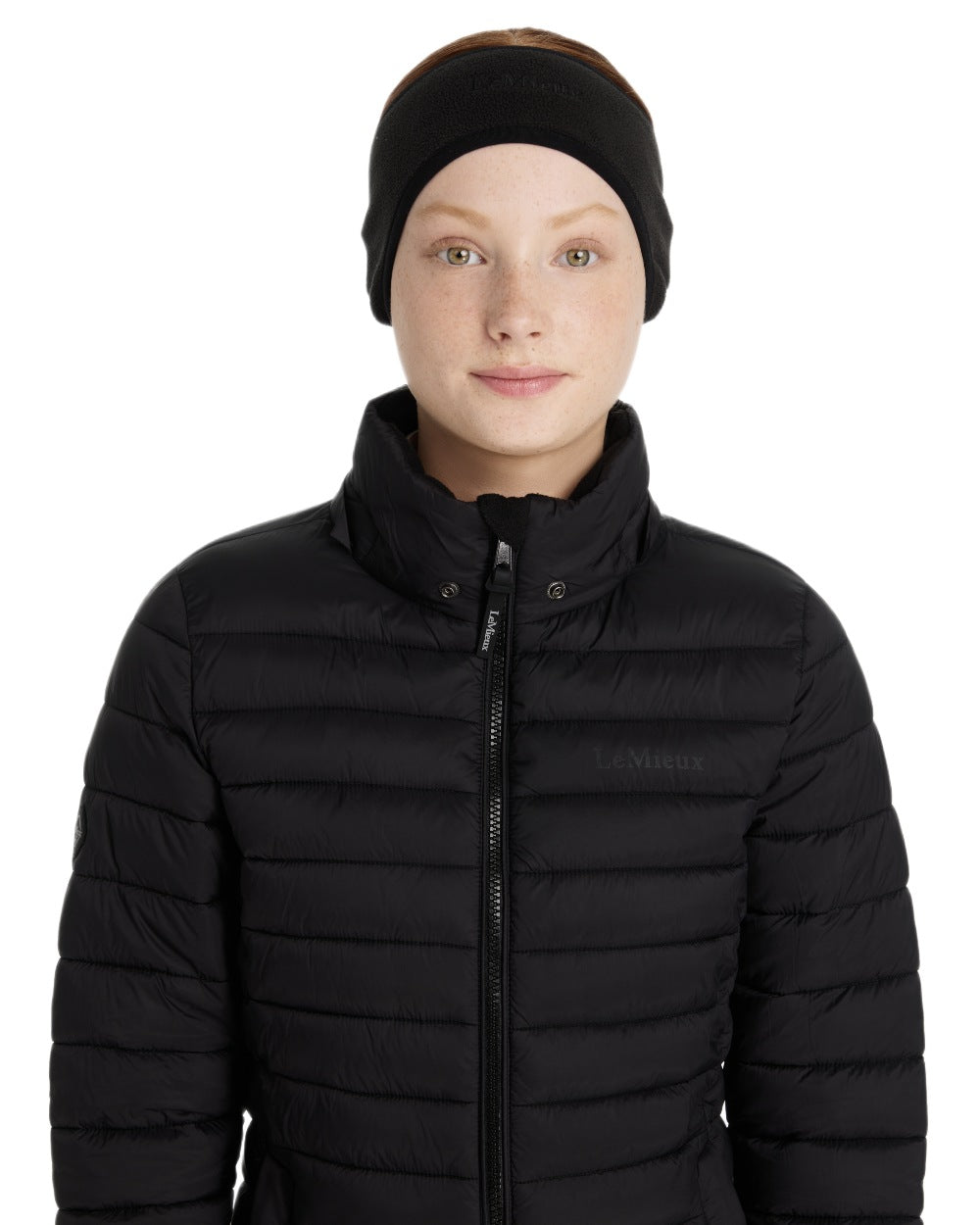 Black coloured LeMieux Fleece Earwarmer on white background 