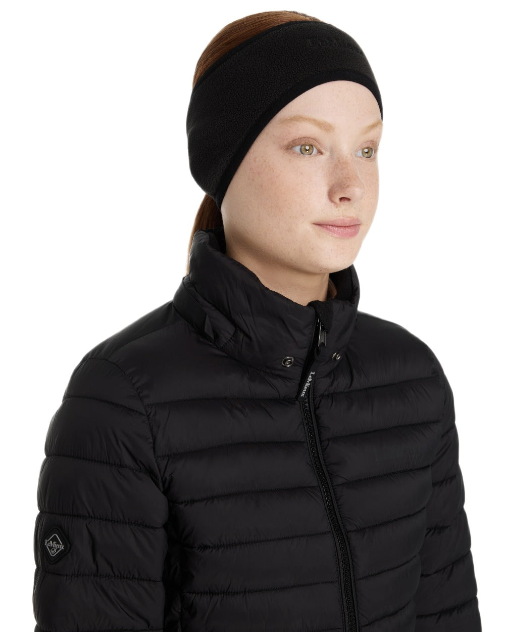 Black coloured LeMieux Fleece Earwarmer on white background 