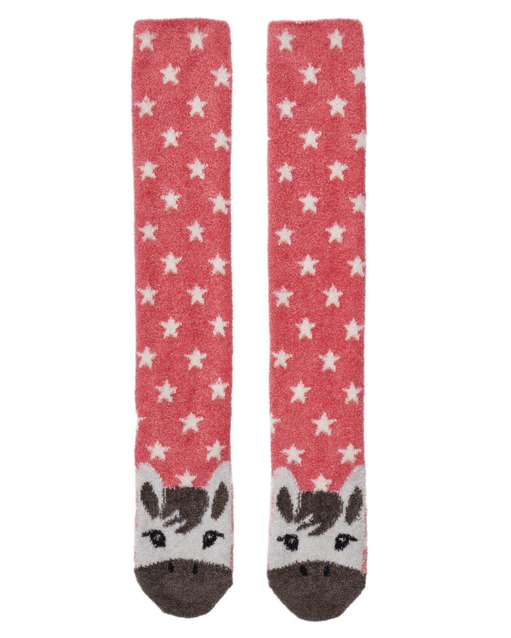 Andalusian Cranberry LeMieux Fluffy Character Socks on white background 