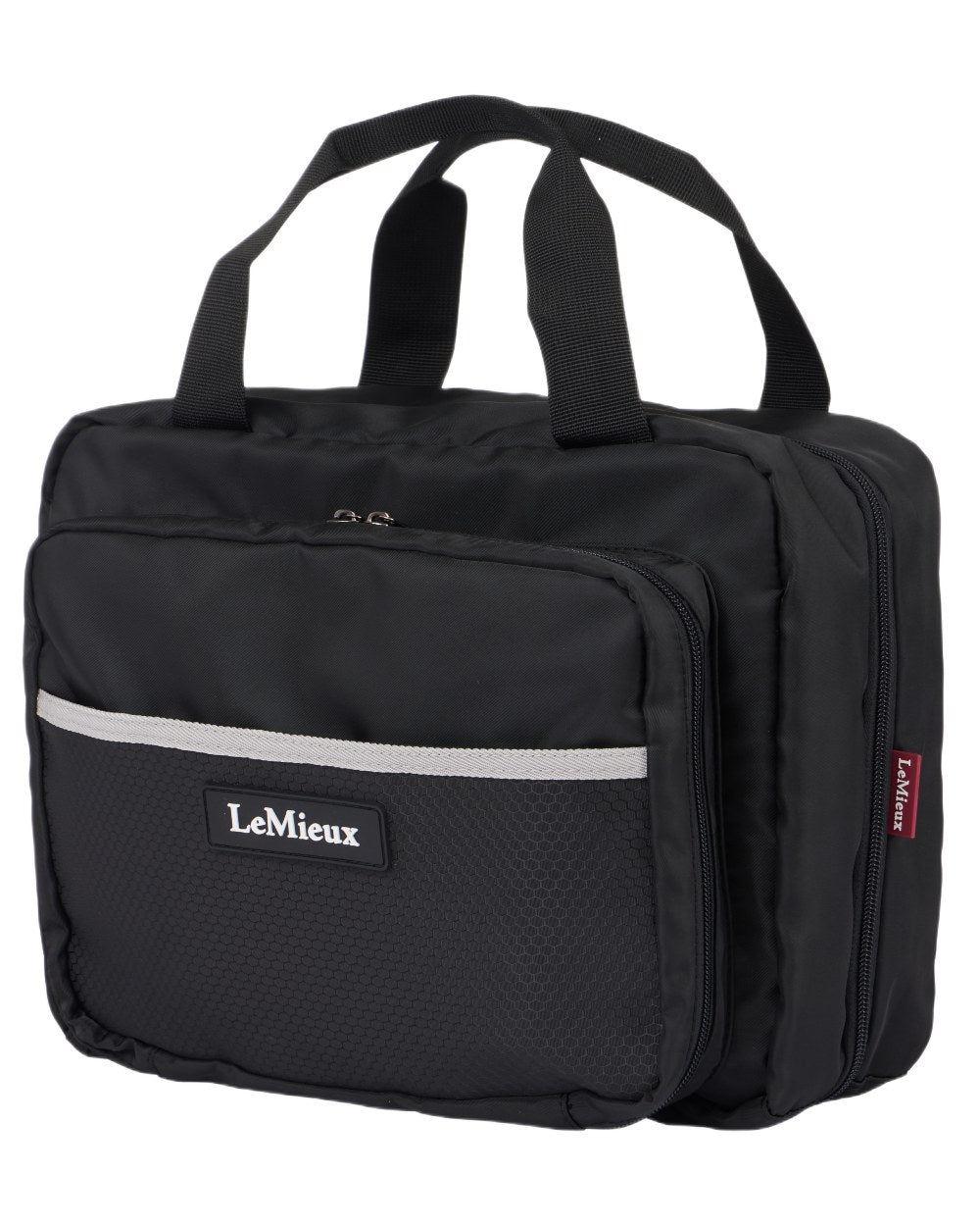 Black coloured LeMieux Fold Down Pocket Organiser on white background 