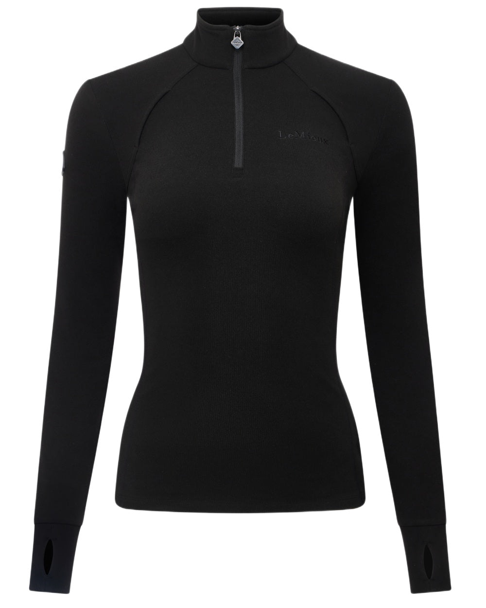 Black coloured LeMieux Frances Quarter Zip Fleece on white background 