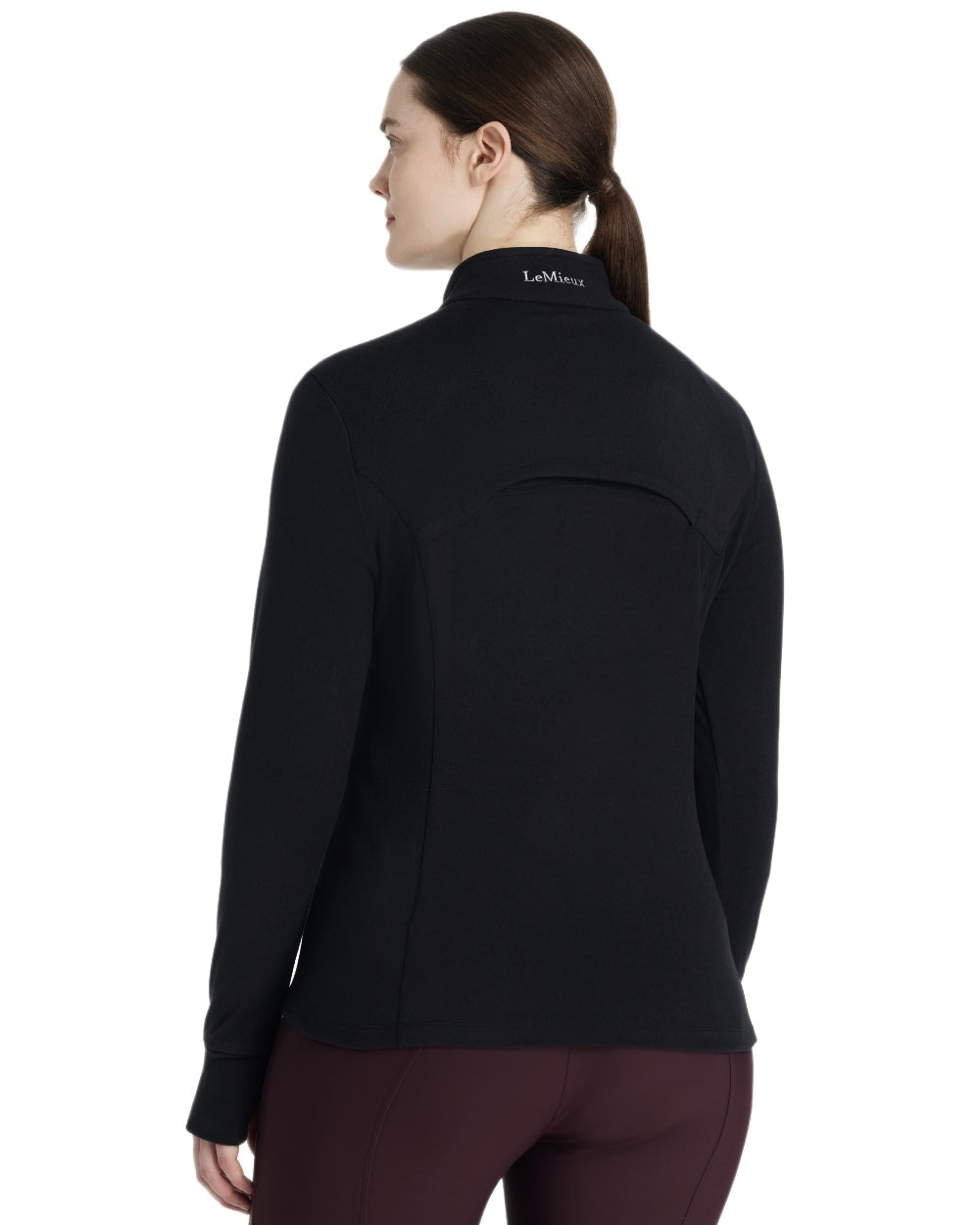 Black coloured LeMieux Frances Quarter Zip Fleece on white background 