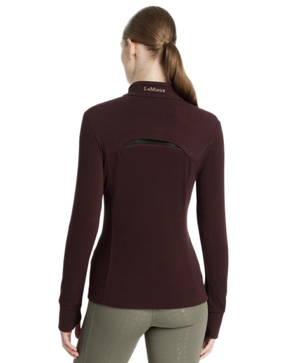 Damson coloured LeMieux Frances Quarter Zip Fleece on white background 