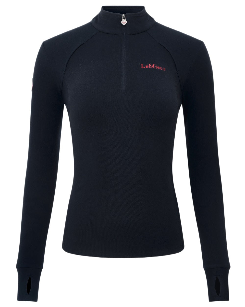 Navy coloured LeMieux Frances Quarter Zip Fleece on white background 