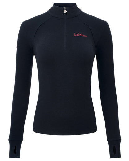 Navy coloured LeMieux Frances Quarter Zip Fleece on white background 