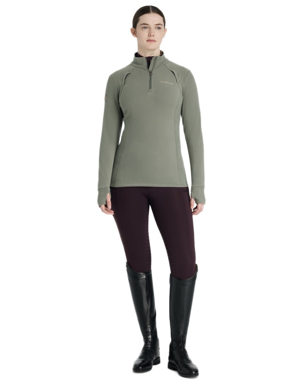 Rosemary coloured LeMieux Frances Quarter Zip Fleece on white background 