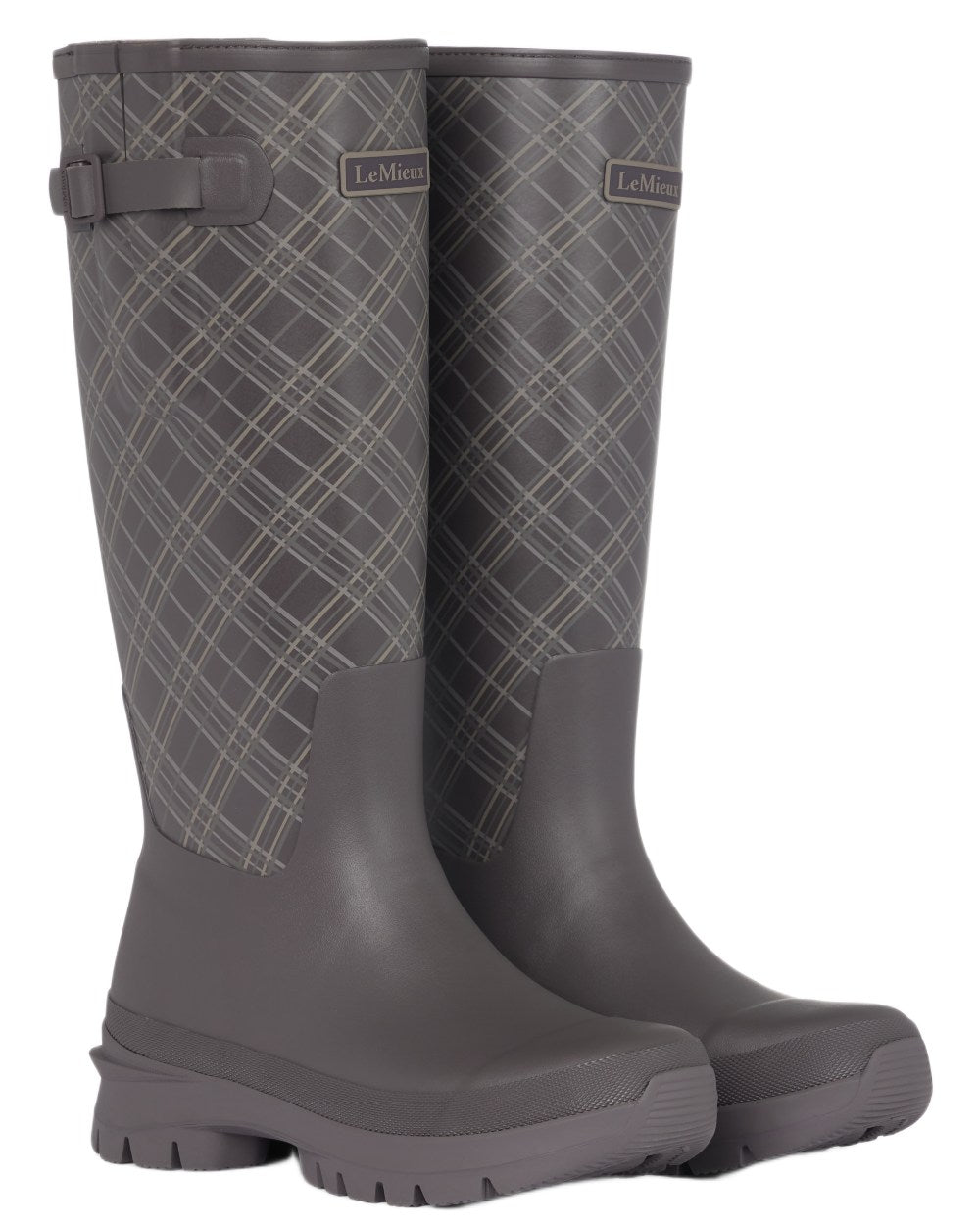 Cocoa coloured LeMieux Heritage Bramshaw Wellies on white background 