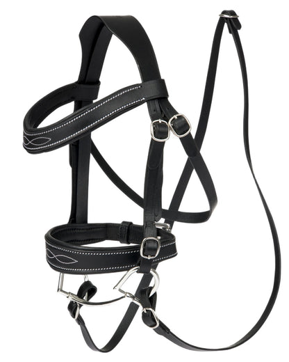 Black coloured LeMieux Hobby Horse Competition Bridle on white background 