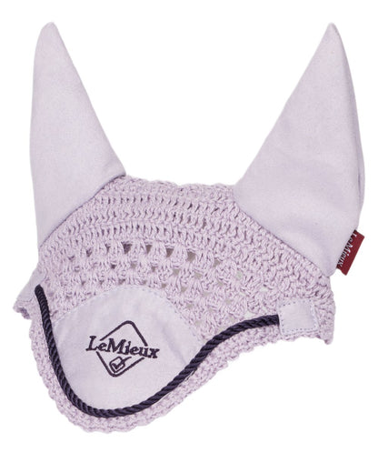 Lilac coloured LeMieux Hobby Horse Fly Hood on white background 
