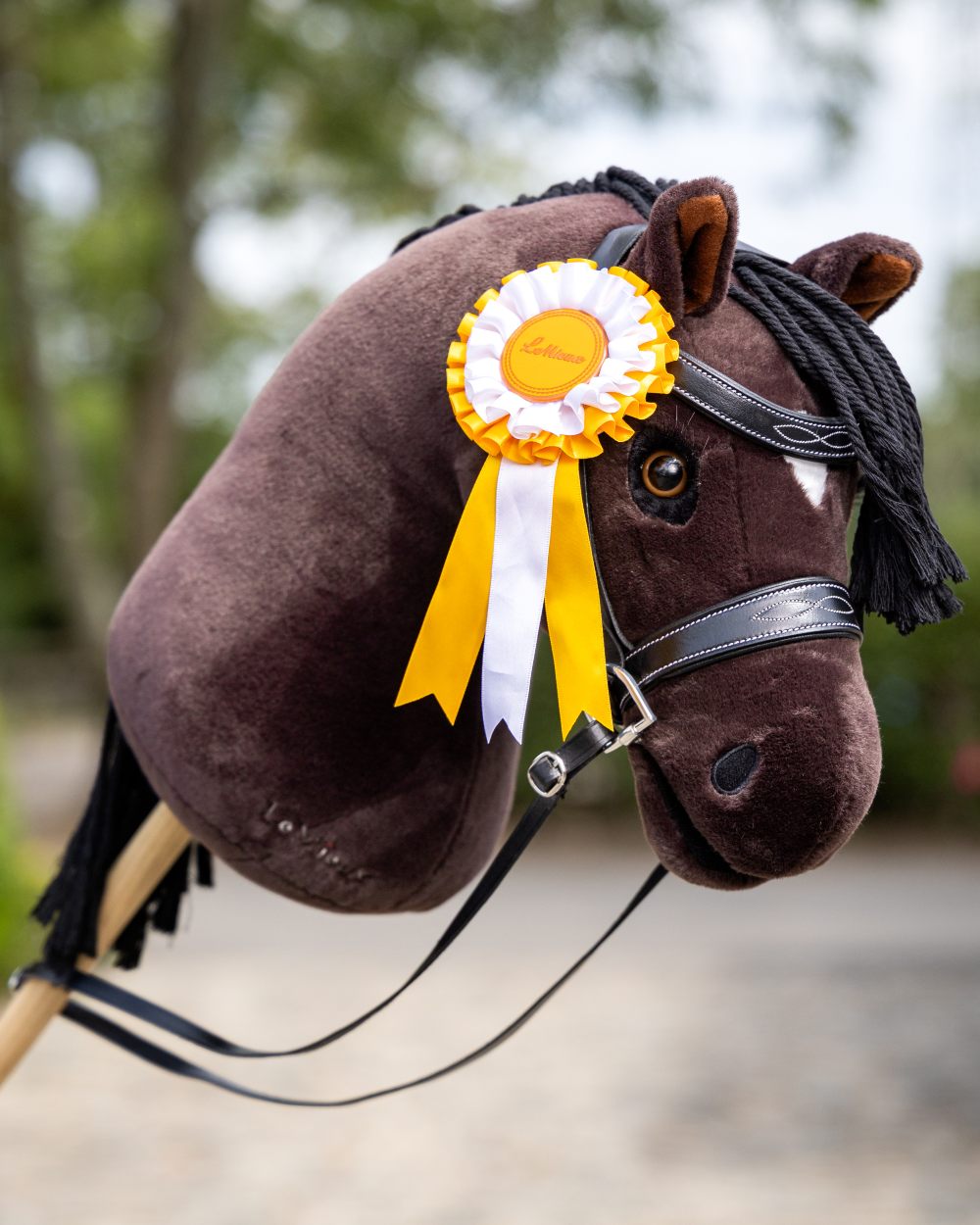Multi coloured LeMieux Hobby Horse Rosette Pack on tree background 