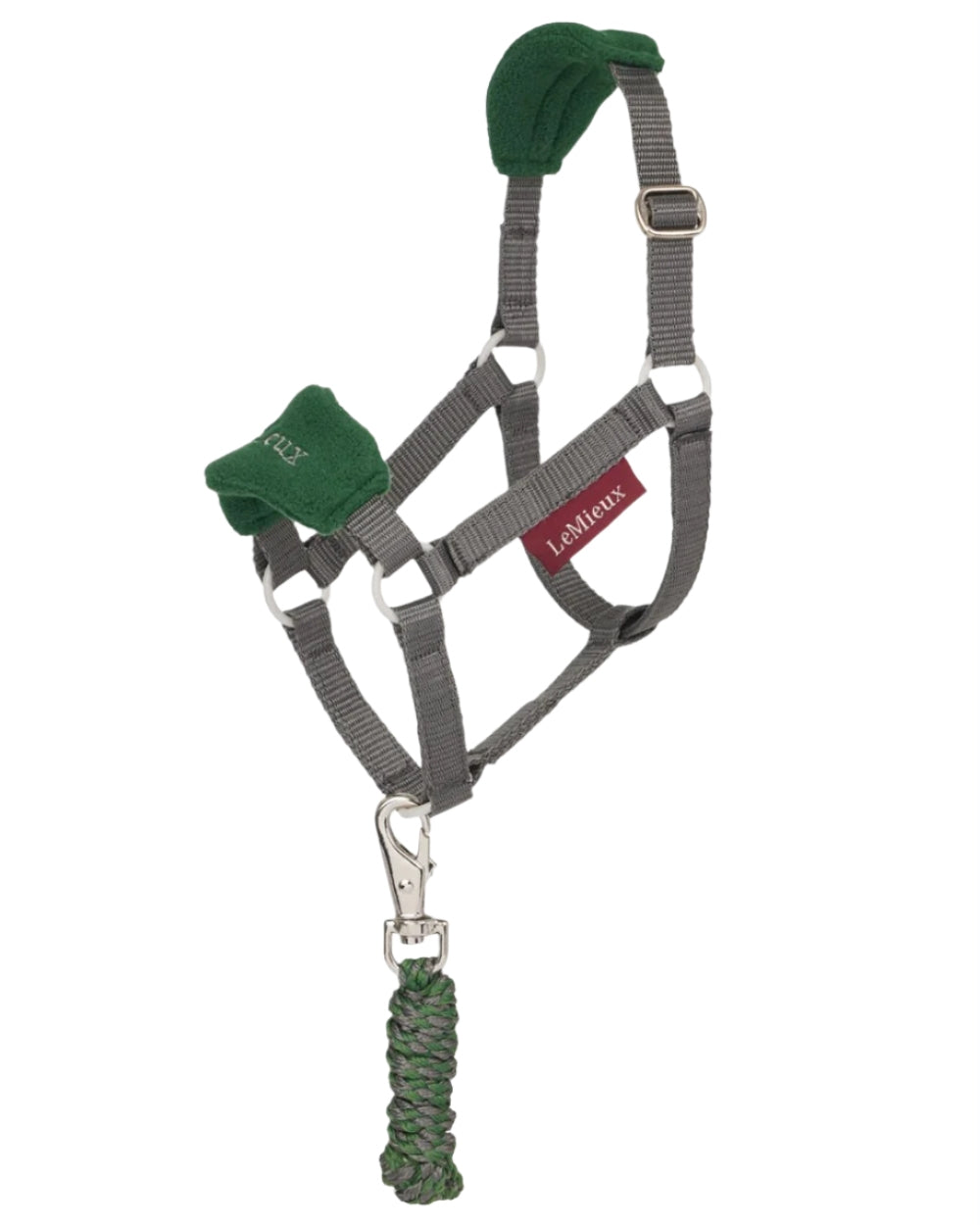 Hunter Green coloured LeMieux Hobby Horse Vogue Headcollar on white background 
