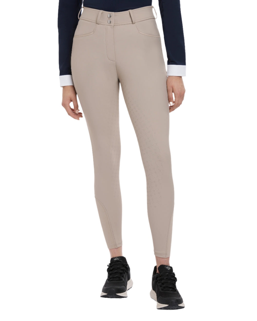 Almond Coloured LeMieux Isabelle Full Seat Breeches On A White Background 