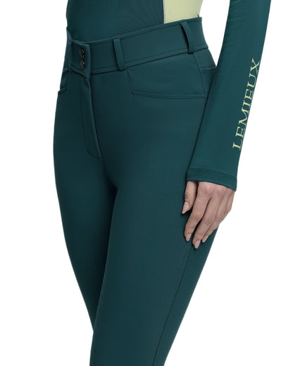 Jungle coloured LeMieux Isabelle Full Seat Breeches on white background 