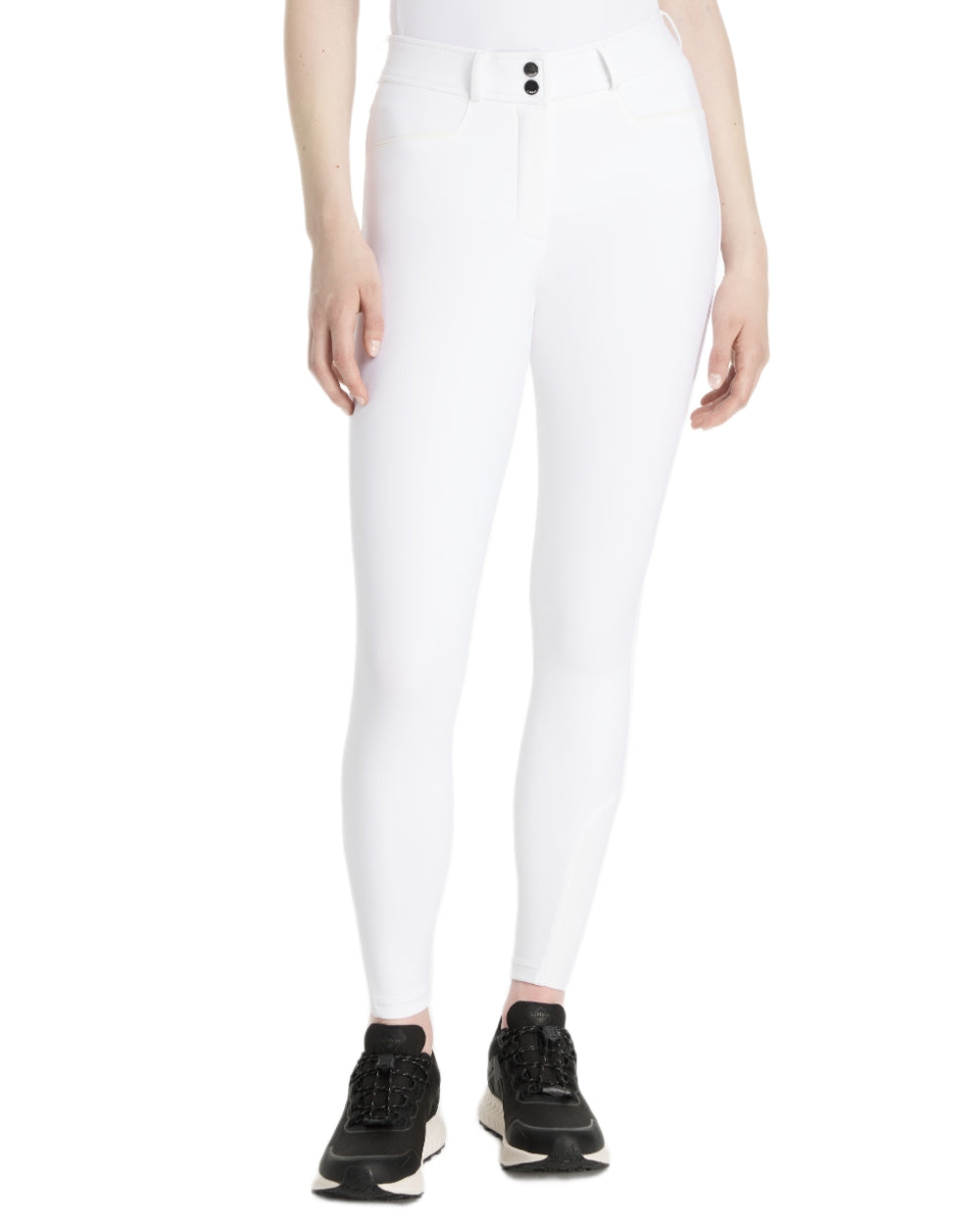 White coloured LeMieux Isabelle Full Seat Breeches on white background 