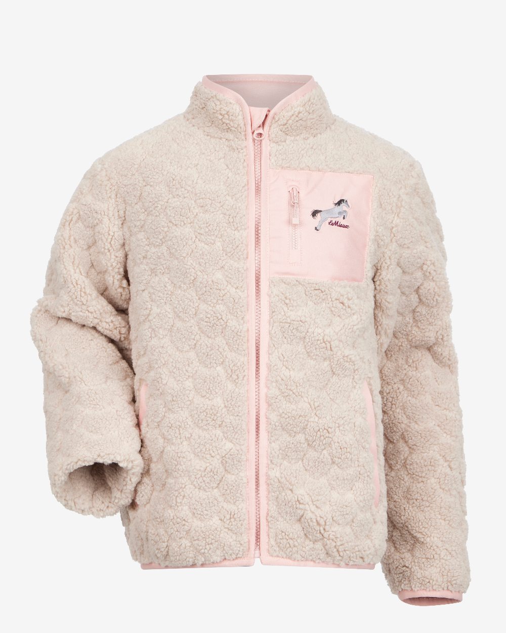 Stone Coloured LeMieux Kids Mini Thora Heart Fleece on White Background 