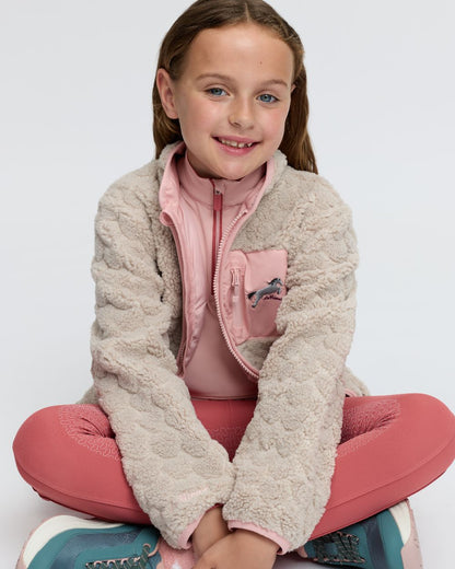Stone Coloured LeMieux Kids Mini Thora Heart Fleece on White Background 