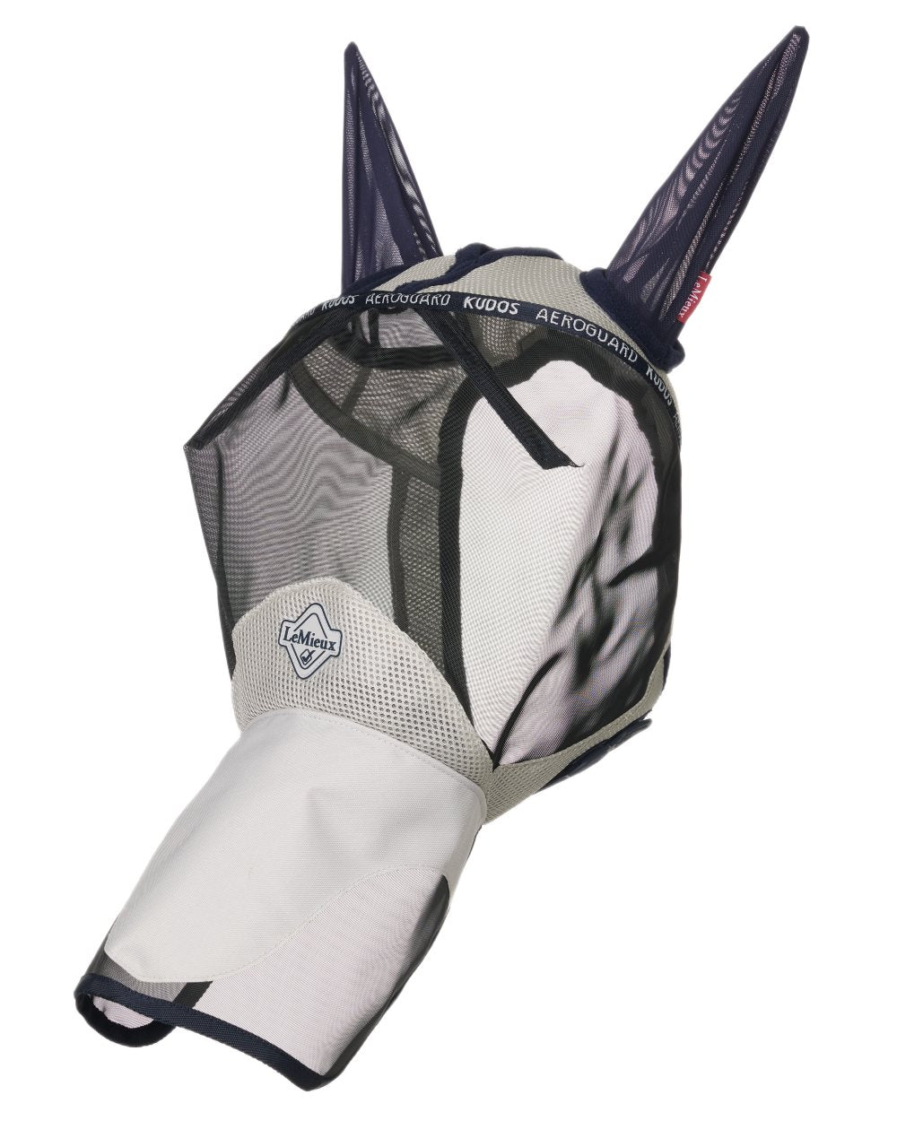 Navy coloured LeMieux Kudos AeroGuard Full Fly Mask on white background 