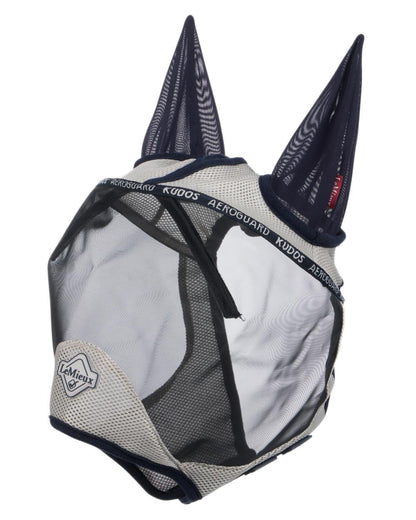Navy coloured LeMieux Kudos AeroGuard Half Fly Mask on white background 
