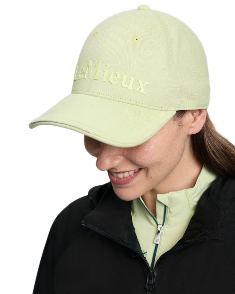 Macaron coloured LeMieux Lara Cap on white background 