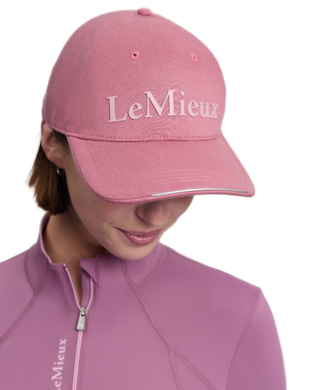 Mallow coloured LeMieux Lara Cap on white background 