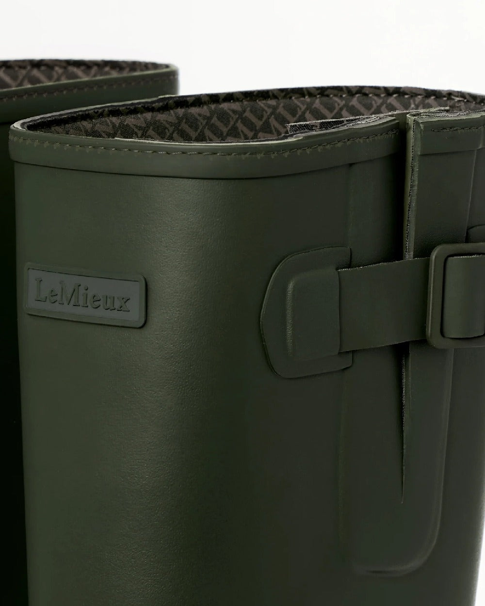 Olive Coloured LeMieux Mens Bramshaw Welly on White Background 
