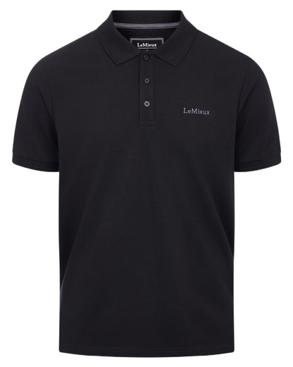 Black coloured LeMieux Mens Classique Polo T-Shirt on white background 